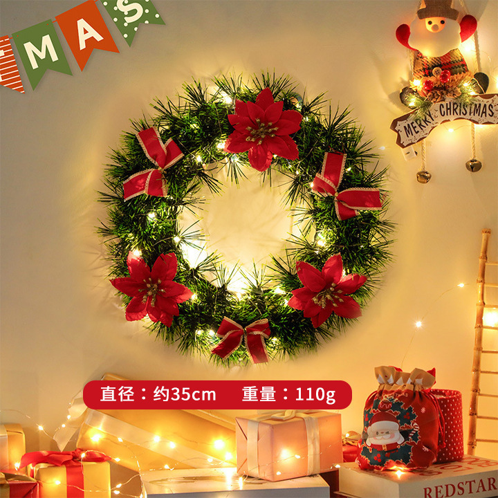 クリスマス装飾花輪クリスマス花輪ホテルショッピングモール装飾ドア吊り高級松葉装飾アレンジメント|undefined