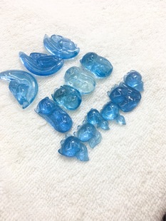 Aquamarine carving pendant peony Fox pendant jewelry