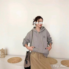 012 A BLUE TREE慵懒风圆领卫衣女秋季新款薄款宽松韩版oversize
