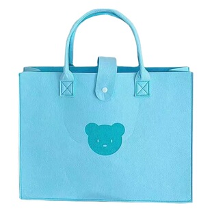 Internet Celebrity Bear Felt Bag Red Riding Book Same Style Explosions Large Capacity Handbag Simple Fashion Felt Tote Bag