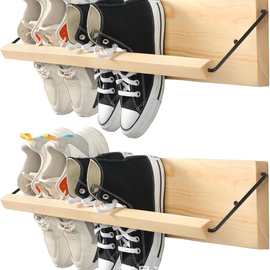 跨境进门鞋架实木壁挂拖鞋收纳架商用墙壁男女款鞋子展示架拖鞋架