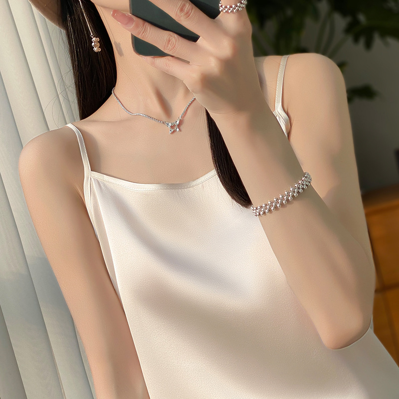 Summer New Vest Women's Outer Wear Summer One-character Shoulder Base Inner Wear Silk Sling Suit Spice Girl Costume Top