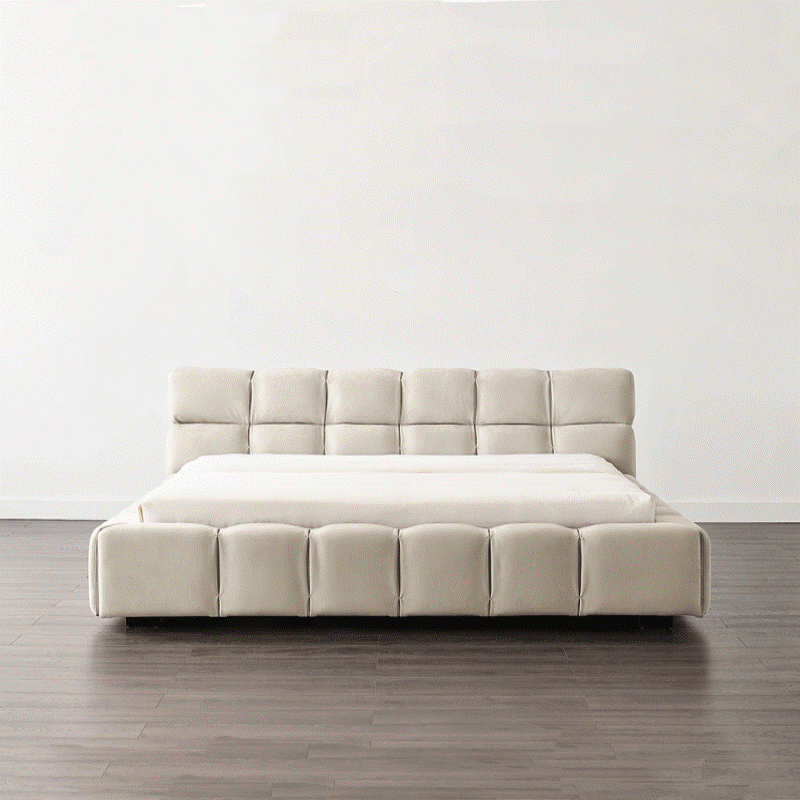 Estilo crema cama de hojaldre esmerilado cama de tela dormitorio principal 1,8 m boda cama tatami cama doble diseñador italiano