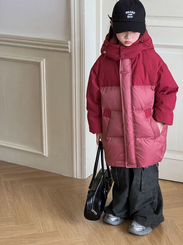 Yishanlian秋冬子供用フェザーベルベットシルク服、スタイリッシュなミドル丈、男の子と女の子向けの厚手の韓国風ジャケット、ライブ配信|undefined