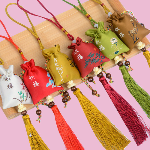 Chinese-style sachet wholesale fortune charm, wardrobe national style auspicious charm, ancient style car ornament, drawstring tassel sachet
