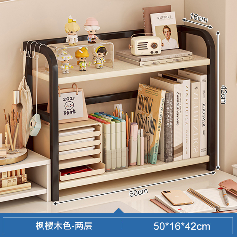 Estante de escritorio de escritorio de almacenamiento de estantes de escritorio de escritorio de oficina dormitorio de estudiantes libros cosméticos hierro forjado acabado estante