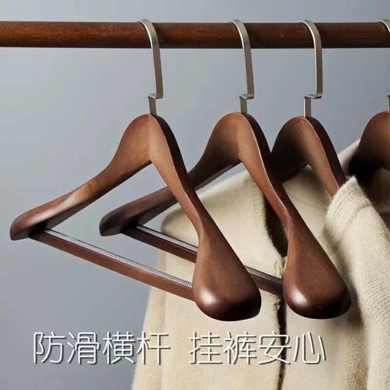 Wide-Shouldered Solid Wood Clothes Hanger for Home Use, Non-Slip, Special Wooden Clothes Hanger for Suit Coats, Clothing Store Hotel Hanger