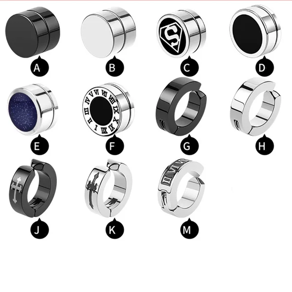 Non-pierced men's ear clip, single piece, trendy and unique, Korean style titanium steel magnetic ear stud, earrings, trendy accessory