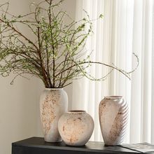 景德镇新中式侘寂风台面陶瓷花瓶斑驳老旧粗陶罐玄关电视柜摆件