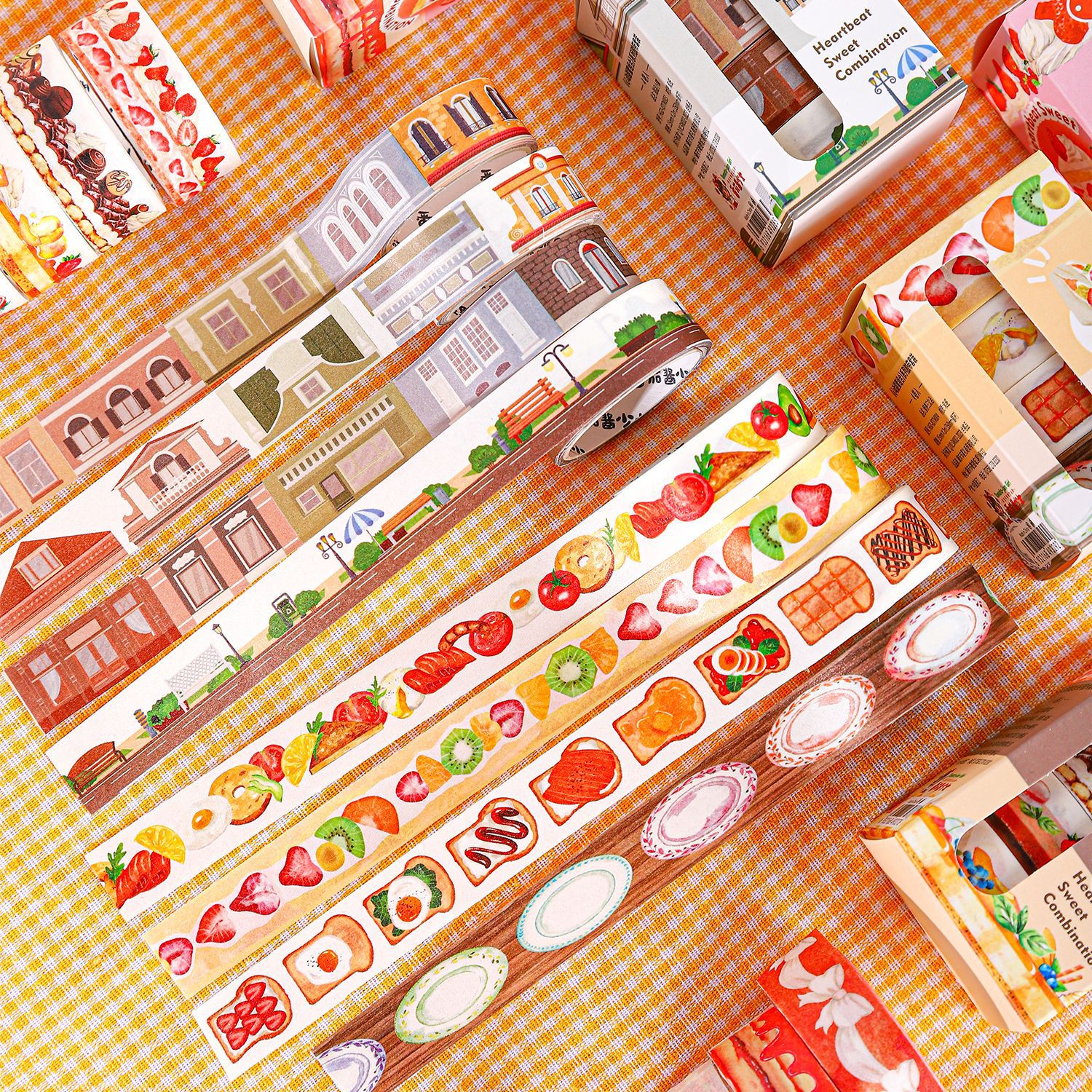 Ketchup Girl Tape Set Cardiovascular Sweet Combination Inswind Cake Postre Cuentas de mano Material DIY Stickers