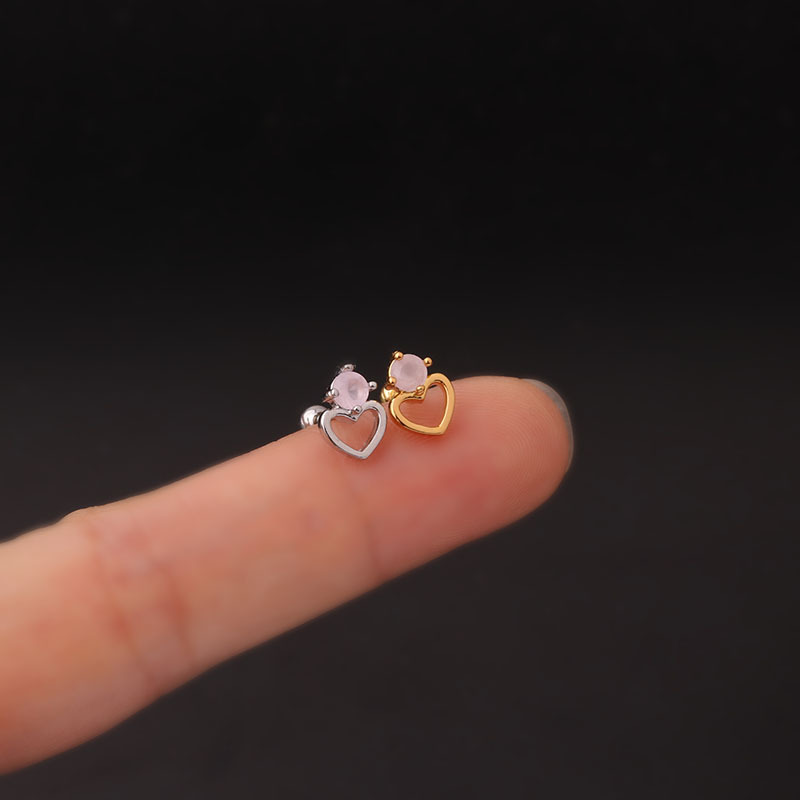 Womenu0027S Fashion Heart shape Metal Ear Studs Plating Inlay Zircon