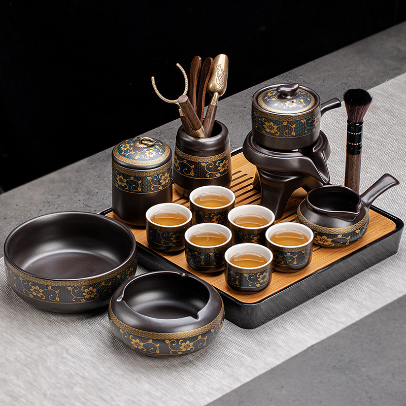 Stone Mill Creative Lazy Tea Set suit Living Room Simple Rotating Water Discharge Household Automatic Kung Fu Tea Set Tea Maker