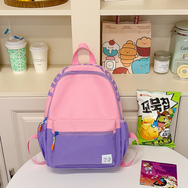 撞色可爱书包儿童女生小学生轻便拼色双肩包高颜值幼儿园出游背包|undefined