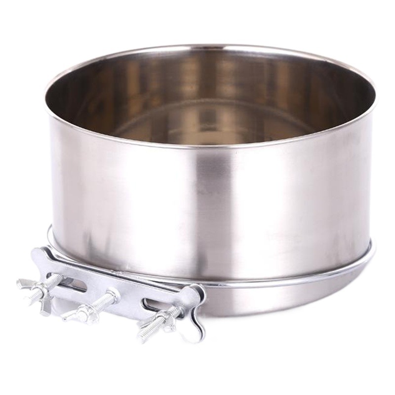 Stainless Steel Dog Bowl Pet Food Container Hanging Fixed Dog Cage Pet Supplies Water Bowl Bone Version