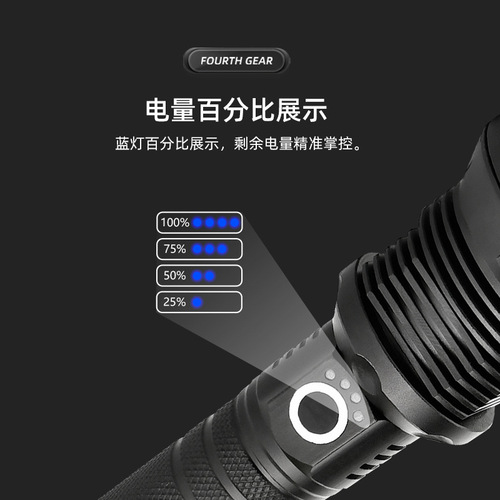 X92 Electric Display P50 High-Intensity Flashlight P70 USB Charging Telescopic Zoom Ultra Bright Long-Range Aluminum Alloy Flashlight