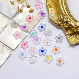 Net red three-dimensional frosted transparent flower nail jewelry Japanese small fresh colorful five-petal flower nail jewelry