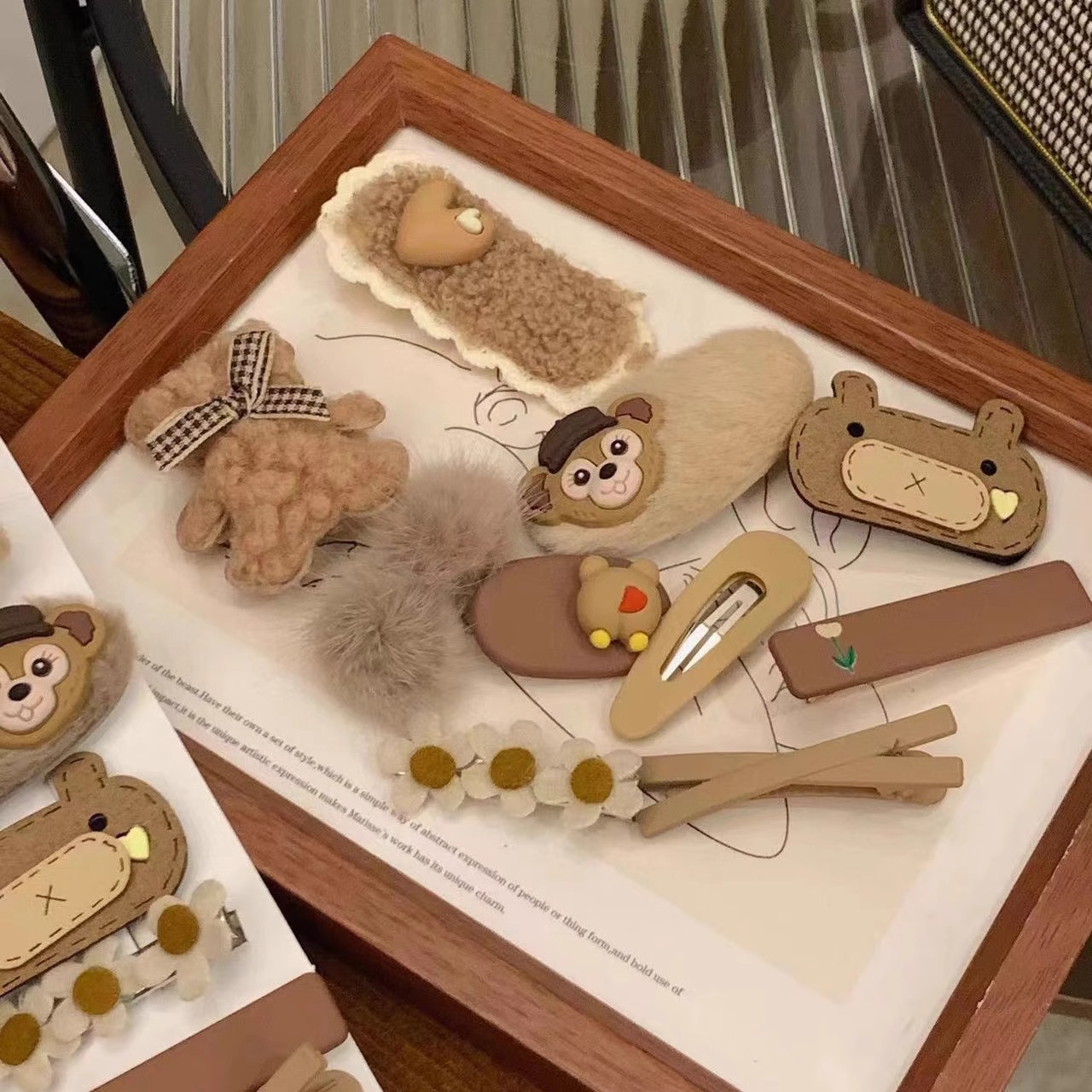 Pin de pelo de peluche para mujeres 2024 nuevo lindo peludo lateral peludo pin de cabello pin de cabello pin de cabello