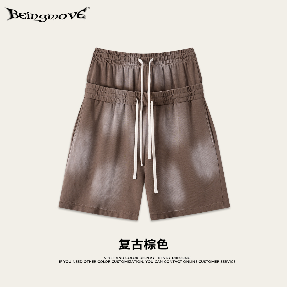 Calle secada| Retro americano lavado con agua viejo suelto de manga corta callejera pantalones cortos de trabajo de dos piezas abrigo deportivo casual