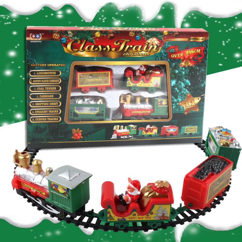 Cross-border supply children mini train DIY Christmas gift retro boy toy car electric rail car
