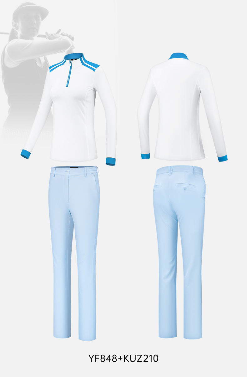 Áo polo dài tay đồng phục golf in logo miễn phí — Bộ đồ caddie nữ [Quần trên màu xanh nhạt] YF848 KUZ210/209, Bộ đồ caddie nữ [quần áo màu xanh nhạt] YF851 KUZ210/209, Bộ đồ cùng mẫu cho nam tùy chỉnh, Bộ đồ caddie nữ [quần áo màu xanh] YF850 KUZ210/209 chi tiết 79