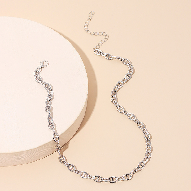 14g Weight Necklace Classification Wedding, Travel Occasion Lock Pattern Women'S Gender Gold, Silver Color Simple Hip Hop Stacking Necklace 4