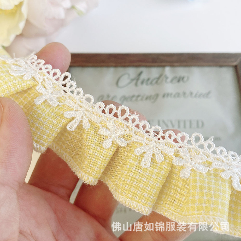 唐如锦花边 格子蕾丝花边辅料娃衣裙子宝宝DIY材料小物设计蕾丝|undefined