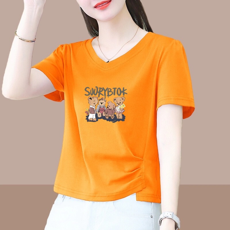 2026 New Foreign Trade Style Mom's Short-Sleeve T-Shirt for Women, Loose Plus-Size, Slimming, Tummy-Covering, Printed Half-Sleeve Top