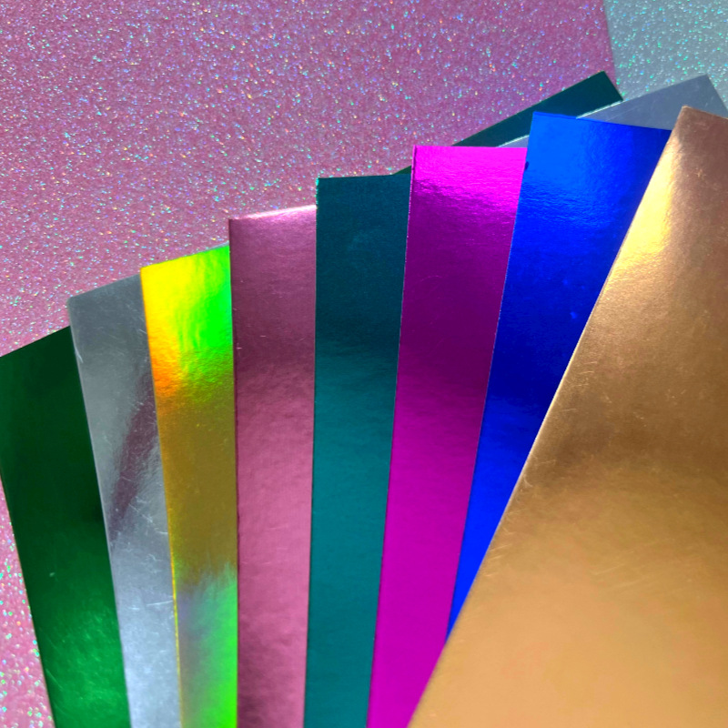 Papel nacarado A5 color cartón papel brillo papel polvo de oro papel láser papel Super flash en polvo papel oro y plata tarjeta papel brillo