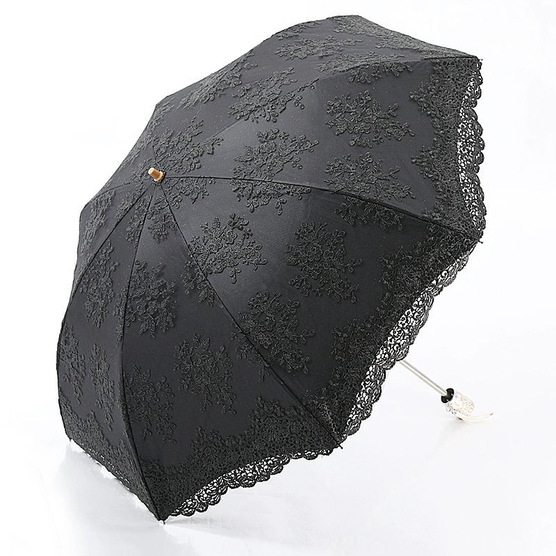 Double-layer umbrella solar-powered for princess, sun protection, UV protection, with embroidery