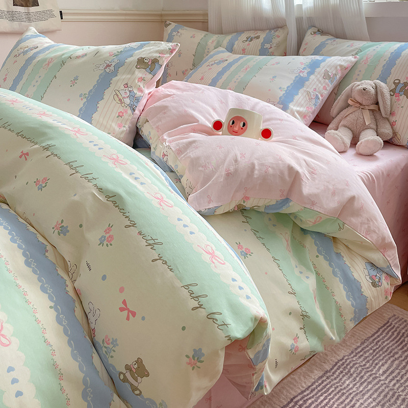 Cubierta de edredón de algodón de dibujos animados para estudiantes de una sola pieza de algodón puro 150x200x230 cubierta de edredón dormitorio individual 1.5 pieza de cuatro piezas