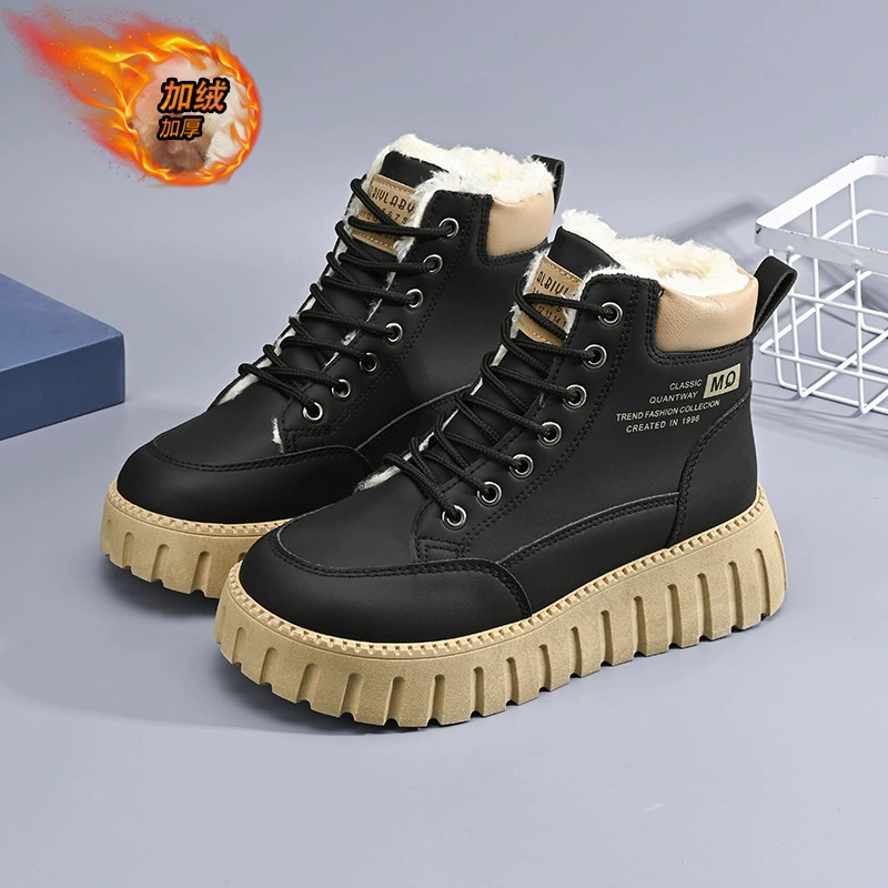 Платформенные низкие ботинки Martens, унисекс, корейский стиль, с плюшевой подкладкой