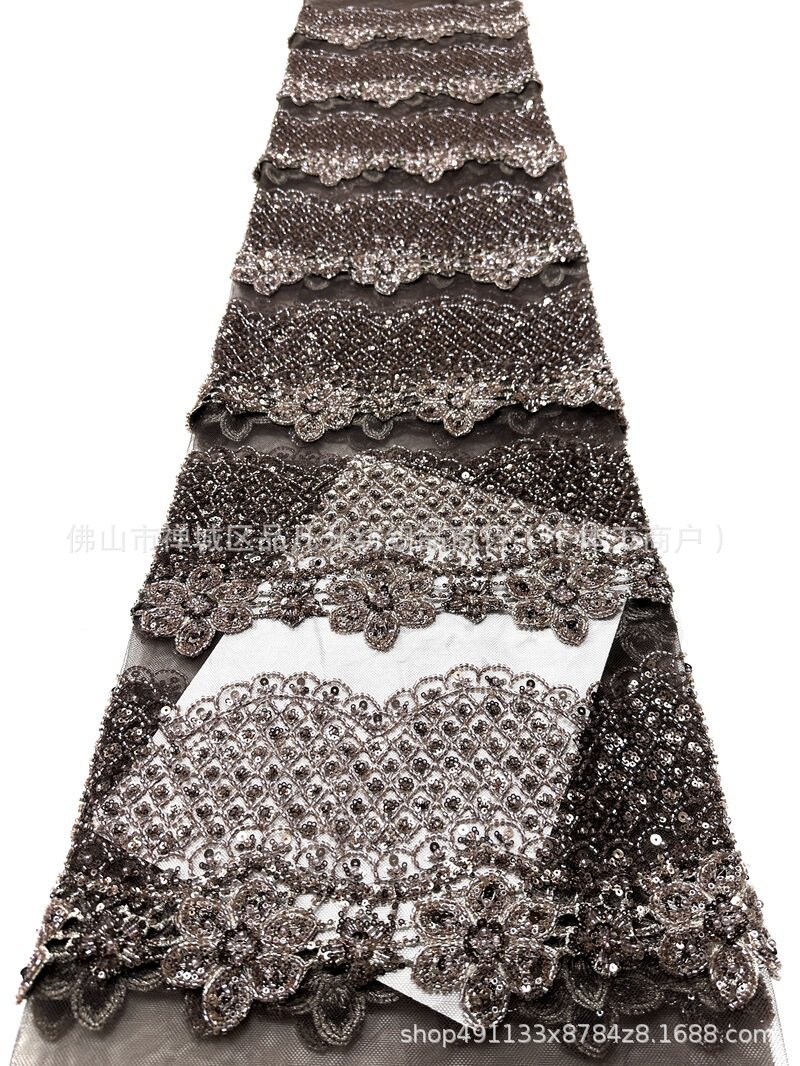 Nuevo estereoscópico 3D decalco manual cuentas tubo bordado tela de moda europea y americana vestido de boda vestido de cena tela