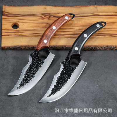 現貨6寸鍛打特快剝皮割肉尖刀錘紋分割剔骨刀豬牛羊屠宰專用工具