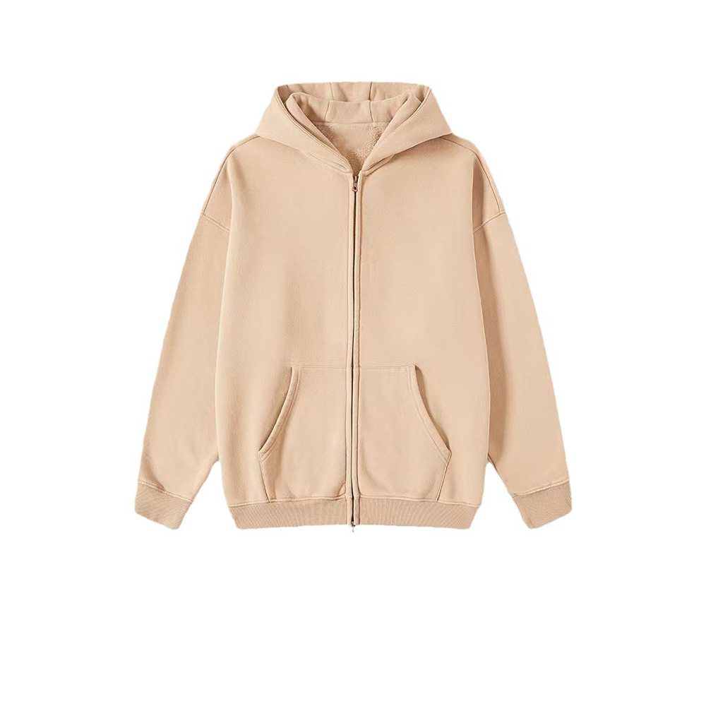 Comercio exterior 2024 marca de moda americana lavadora con sudadera con capuz cardigan retro con camisa con cremallera doble para hombres suelta sudadera con capuz