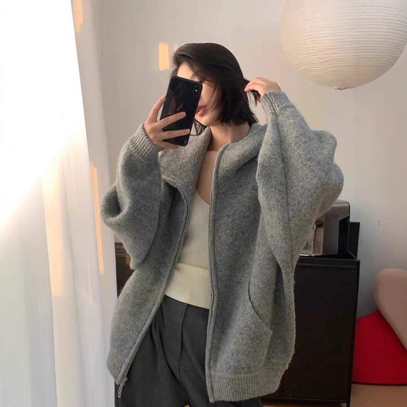 Hooded Sweatshirt, Sweater, Cardigan, Women's Knitwear, Lazy and High-End 2025 New Korean Style Autumn and Winter Wear