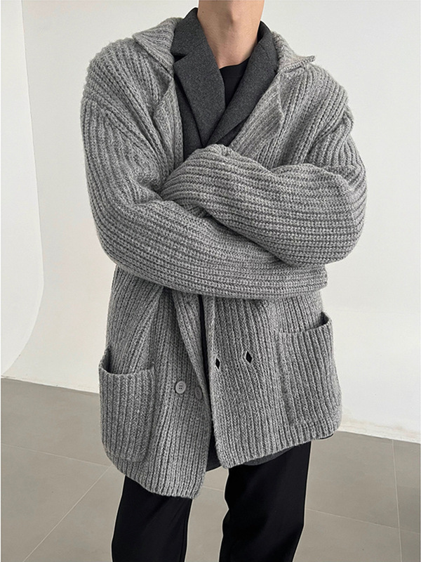 Korean Style Casual Lazy Style Knitted Cardigan Sweater Men's 2024 Autumn and Winter New Loose Fashionable All-match Jacket Top