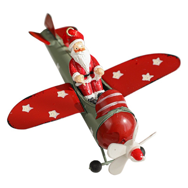 Hierro Navidad creativo colgante Santa Claus alces aviones adornos de árbol de Navidad adornos pequeños adornos colgantes