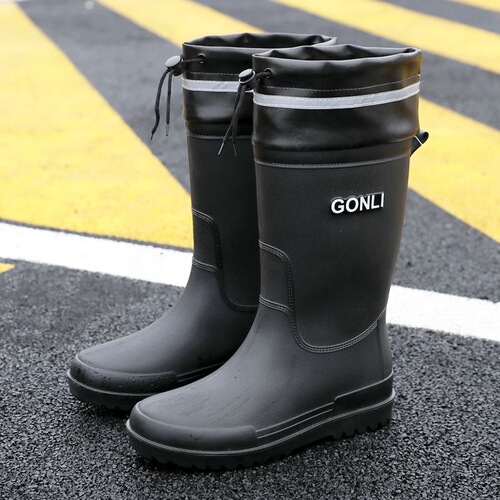 New Waterproof Slip-On Rain Boots for Men, Rider-Specific Work Boots, External Wear, Anti-Slip Rain Boots, Warm and Stylish Mid-Calf Water Shoes