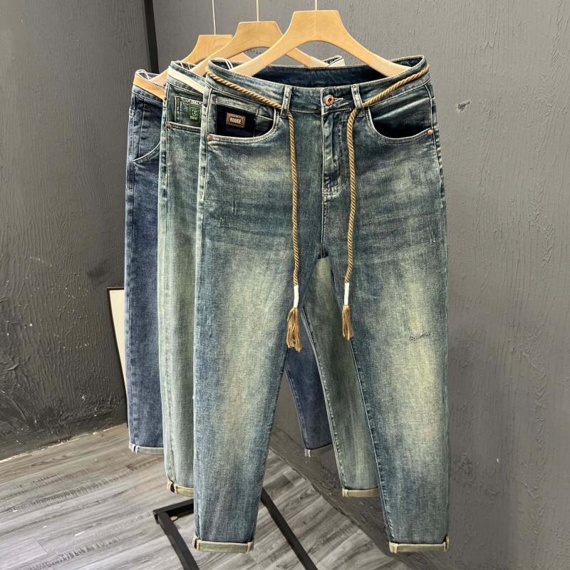 Jeans slim fit da uomo in cotone gamba dritta casual_voghion.com