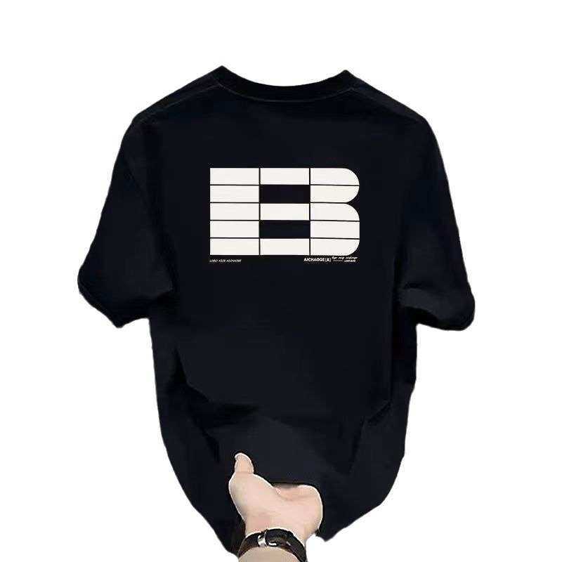 Ropa de verano para hombre, nuevo estilo, versátil, atractivo, estilo americano de Hong Kong, camiseta de manga corta, top con media manga y cuello redondo._voghion.com