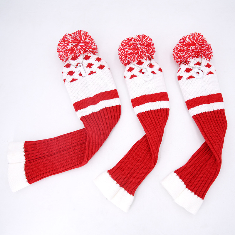 Cubierta protectora transfronteriza del Club de Golf cubierta de punto rojo lindo sombrero de felpa cubierta de fábrica al por mayor