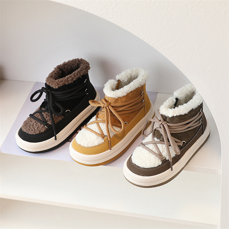 Winter Children's Casual Mid-Cut Short Boots for Small and Medium-Sized Children, Boys and Girls, Warm Cotton Shoes