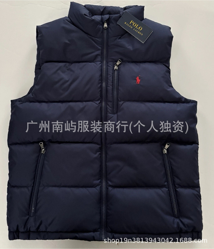 跨境高品质RL小马刺绣美式秋冬季立领保暖马甲男女情侣款背心外套|undefined