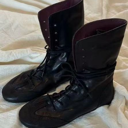 New Autumn and Winter Fleece-Lined Martin Boots for Women 2025, Retro Mid-Calf Fashion Boots, Genuine Leather Training Boots, Versatile Flat Boots