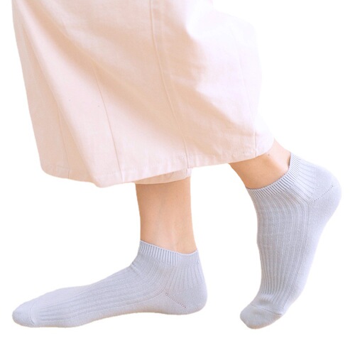 Autumn and summer thin women's double-needle solid color cotton socks short-tube boat socks breathable and sweat-absorbent manufacturer wholesale
