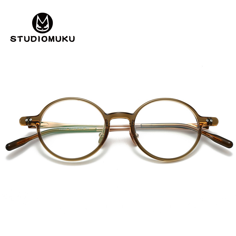 Gafas de madera STUDIOMUKU sin engorroso marco decorativo marco de gafas marco redondo simple marco de gafas de placa
