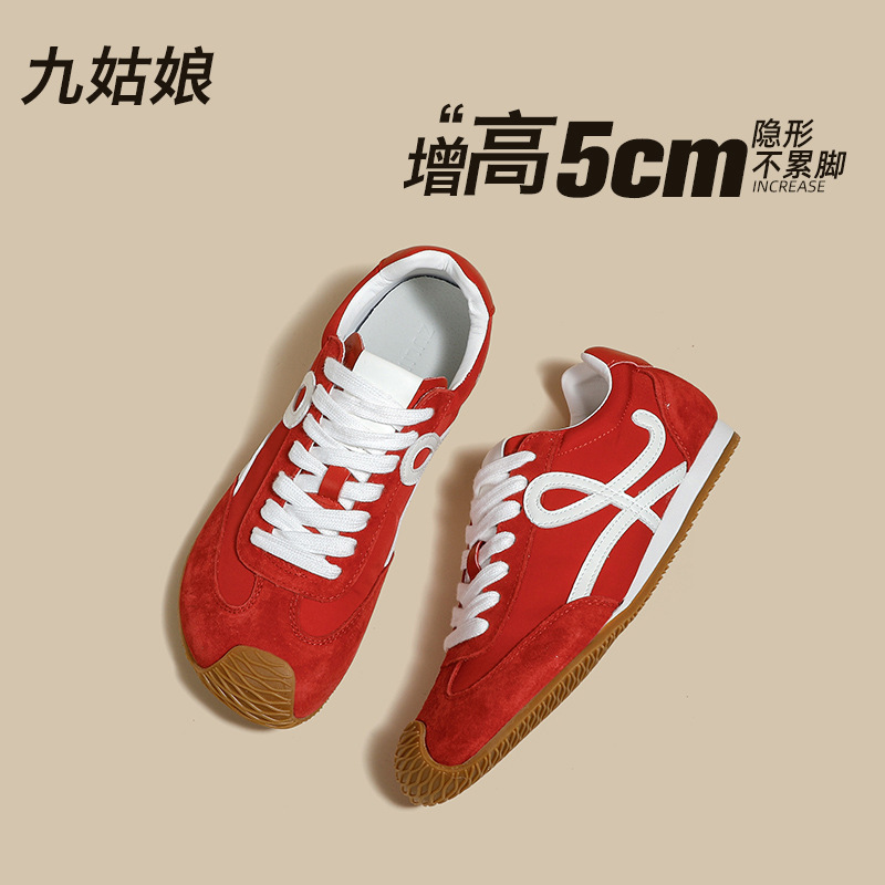 春季新款女鞋复古厚底德训鞋拼色系带休闲阿甘鞋大头运动鞋|undefined