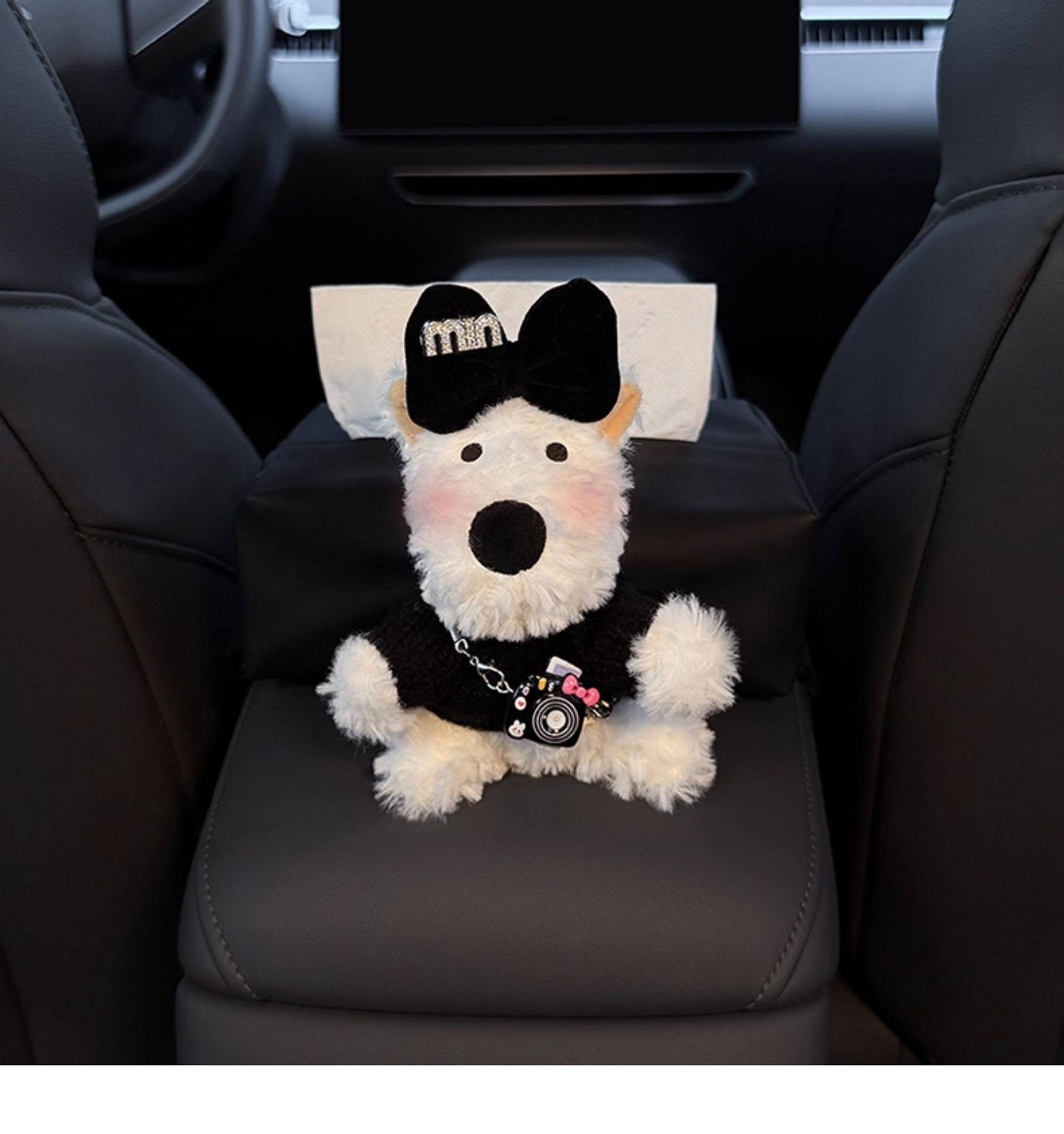 New West Highland Car Armrest Box Tissue Box Storage Car Tissue Holder Seat Tissue Bag Decoration Cute for Women