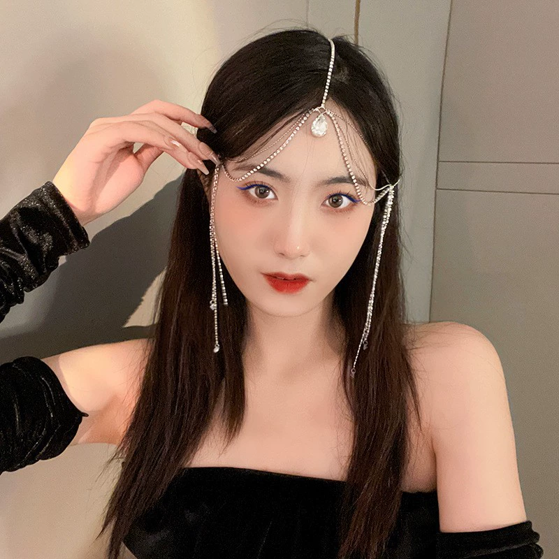 Экзотический головной убор металлический фэн-шуй цепочка с когтями аксессуары для волос темперамент украшения на лоб Кристалл Циркон кулон для бровей Свадебная цепочка на голову