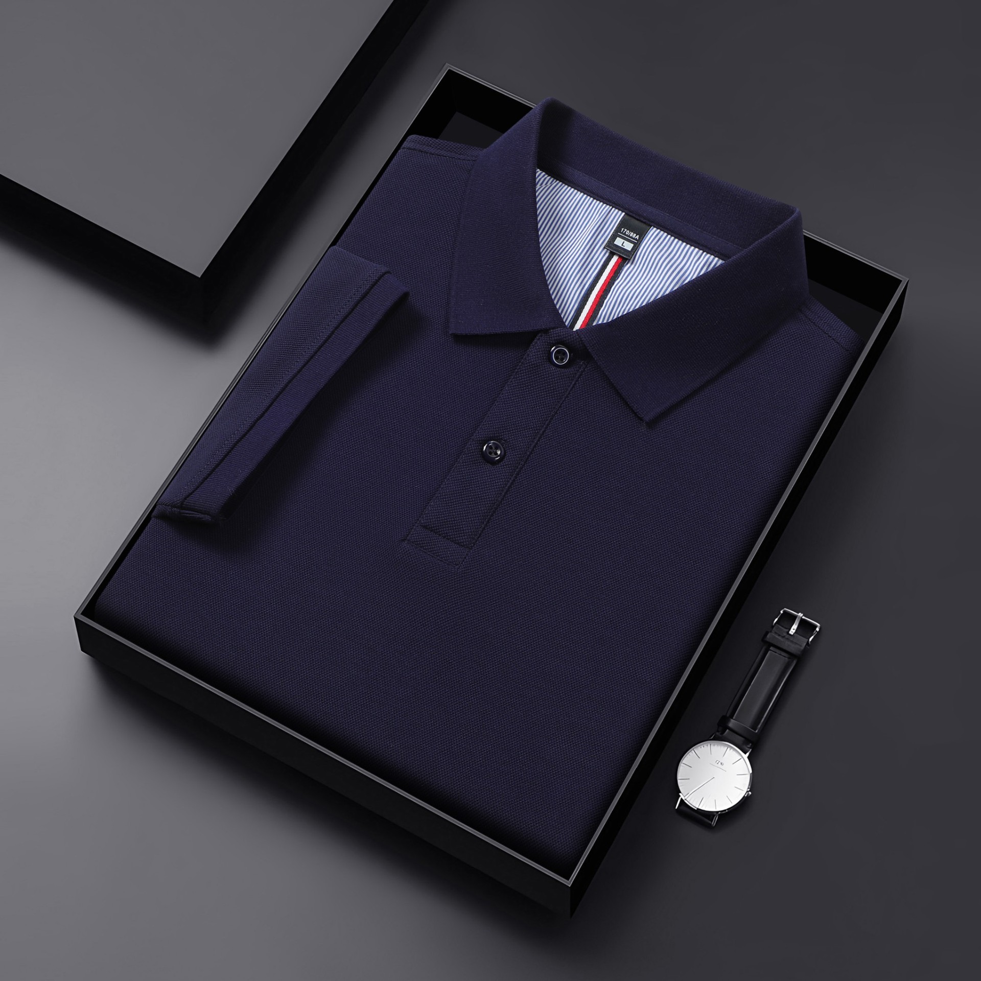 Verano pesado frío y transpirable 7A antibacteriano 65 algodón gran solapa de cuentas en vivo camisa POLO caliente camiseta de manga corta